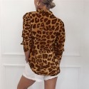 Women's Blouse Long Sleeve Printed Leopard Ounce Painted