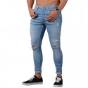 Calça Jeans Masculina Estilo Casual Skinny Nova Moda Rasgada