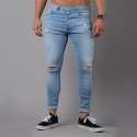 Calça Jeans Masculina Estilo Casual Skinny Nova Moda Rasgada
