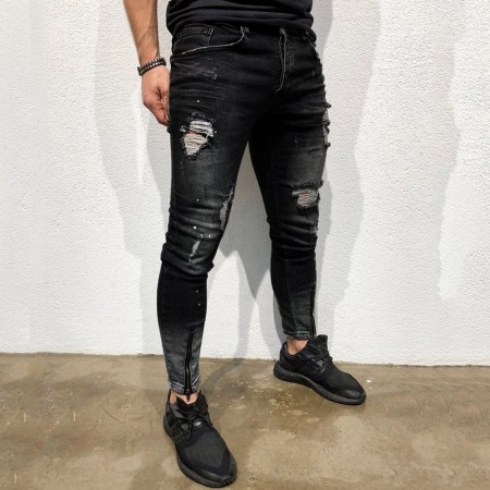 calça masculina preta cortada