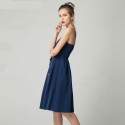 Women's Dresses V Neckline Style Ladies Long Midi Buttons