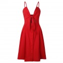 Women's Dresses V Neckline Style Ladies Long Midi Buttons