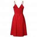 Women's Dresses V Neckline Style Ladies Long Midi Buttons