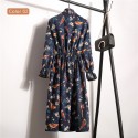 Vestido Florido Feminino Manga Longa Estampado Listrado