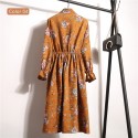 Vestido Florido Feminino Manga Longa Estampado Listrado