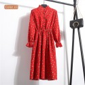 Vestido Florido Feminino Manga Longa Estampado Listrado