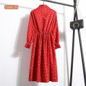 Vestido Florido Feminino Manga Longa Estampado Listrado