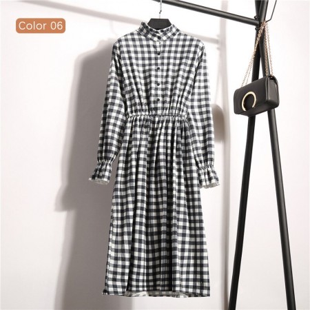 Vestido Florido Feminino Manga Longa Estampado Listrado