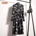 Vestido Florido Feminino Manga Longa Estampado Listrado