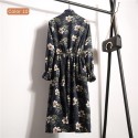 Vestido Florido Feminino Manga Longa Estampado Listrado
