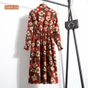Vestido Florido Feminino Manga Longa Estampado Listrado