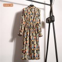 Vestido Florido Feminino Manga Longa Estampado Listrado