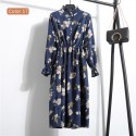 Vestido Florido Feminino Manga Longa Estampado Listrado