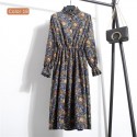 Vestido Florido Feminino Manga Longa Estampado Listrado