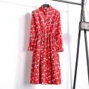 Vestido Florido Feminino Manga Longa Estampado Listrado