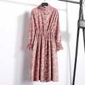 Vestido Florido Feminino Manga Longa Estampado Listrado