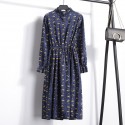 Vestido Florido Feminino Manga Longa Estampado Listrado