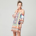 Women's Print Dress Short Sleeve Casual Style Beachwear