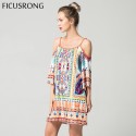 Vestido Feminino Estampado Manga Curta Estilo Casual Moda Praia