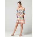 Women's Print Dress Short Sleeve Casual Style Beachwear