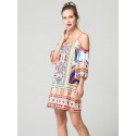 Women's Print Dress Short Sleeve Casual Style Beachwear