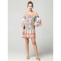 Women's Print Dress Short Sleeve Casual Style Beachwear