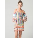 Women's Print Dress Short Sleeve Casual Style Beachwear