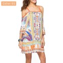 Women's Print Dress Short Sleeve Casual Style Beachwear