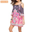 Women's Print Dress Short Sleeve Casual Style Beachwear