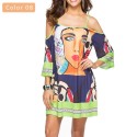 Vestido Feminino Estampado Manga Curta Estilo Casual Moda Praia