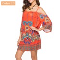 Women's Print Dress Short Sleeve Casual Style Beachwear