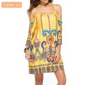 Vestido Feminino Estampado Manga Curta Estilo Casual Moda Praia