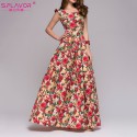 Women's Long Dress Floral Print Gorgeous Model Summer Fashion Roses