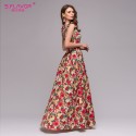 Women's Long Dress Floral Print Gorgeous Model Summer Fashion Roses