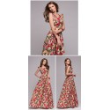 Women's Long Dress Floral Print Gorgeous Model Summer Fashion Roses