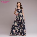 Women's Long Dress Floral Print Gorgeous Model Summer Fashion Roses