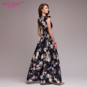 Women's Long Dress Floral Print Gorgeous Model Summer Fashion Roses