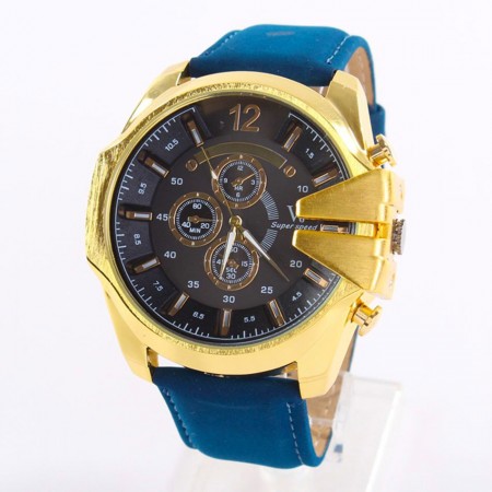 Relógio Masculino Casual Caixa Grande Dourado em Quartzo Inoxidável