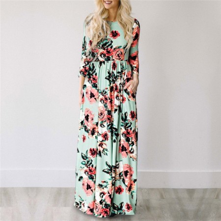 Vestido longo de store manga comprida casual