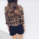 Women's Printed Opaque Leopard Blouse Very Sexy