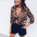 Women's Printed Opaque Leopard Blouse Very Sexy