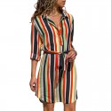 Striped Print Dress New Women's Collection With Bow