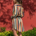 Striped Print Dress New Women's Collection With Bow