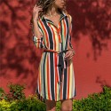 Striped Print Dress New Women's Collection With Bow