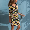 Striped Print Dress New Women's Collection With Bow