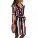 Striped Print Dress New Women's Collection With Bow