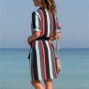 Striped Print Dress New Women's Collection With Bow