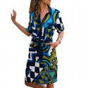 Striped Print Dress New Women's Collection With Bow