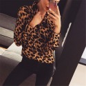 Women's elegant social long sleeve button social printed shirt