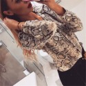 Women's elegant social long sleeve button social printed shirt